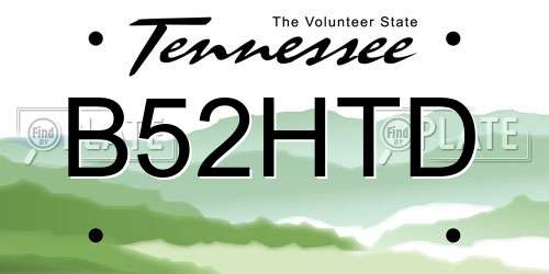 B52HTD Tennessee License Plate