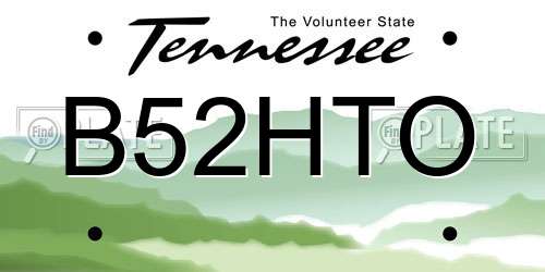 B52HTO Tennessee License Plate