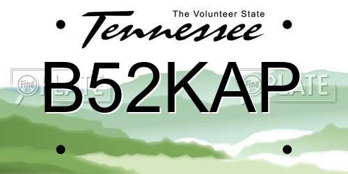 B52KAP Tennessee License Plate