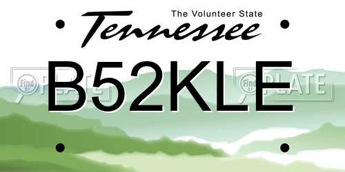 B52KLE Tennessee License Plate