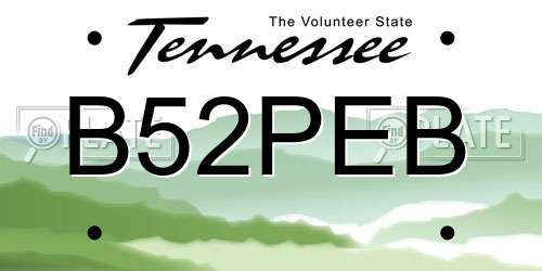 B52PEB Tennessee License Plate