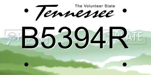 B5394R Tennessee License Plate
