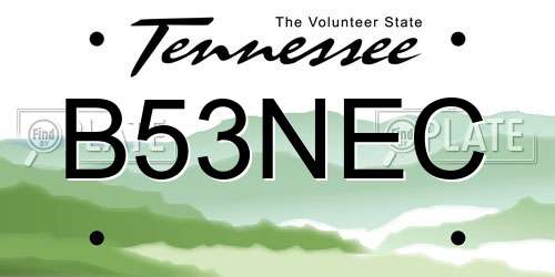 B53NEC Tennessee License Plate
