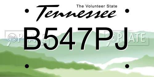 B547PJ Tennessee License Plate