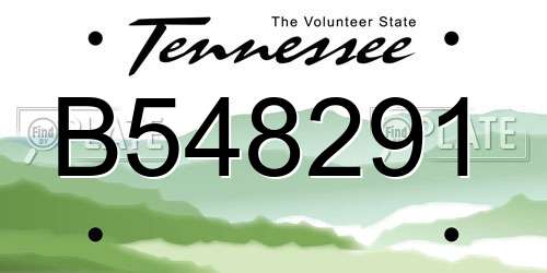 B548291 Tennessee License Plate