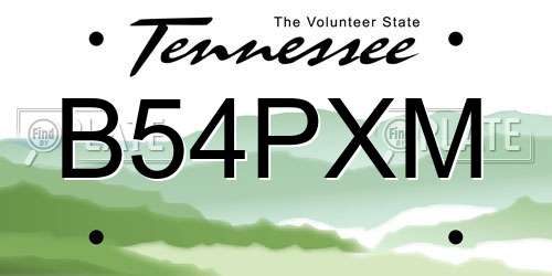 B54PXM Tennessee License Plate