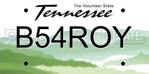B54ROY Tennessee License Plate