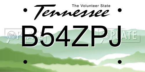 B54ZPJ Tennessee License Plate