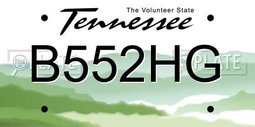 B552HG Tennessee License Plate