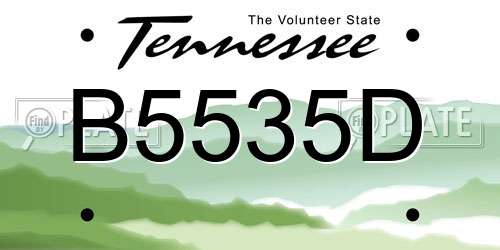 B5535D Tennessee License Plate