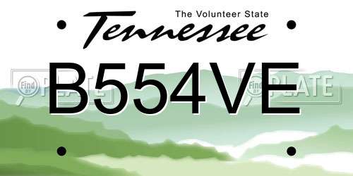 B554VE Tennessee License Plate