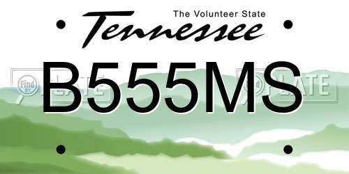 B555MS Tennessee License Plate