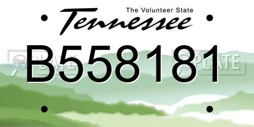 B558181 Tennessee License Plate