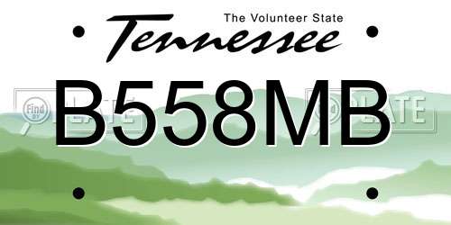 B558MB Tennessee License Plate