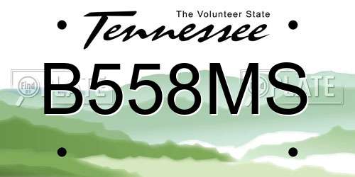 B558MS Tennessee License Plate