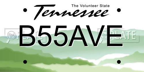 B55AVE Tennessee License Plate