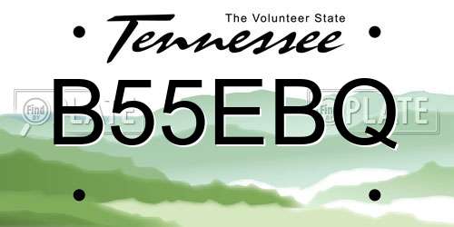 B55EBQ Tennessee License Plate