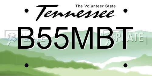 B55MBT Tennessee License Plate