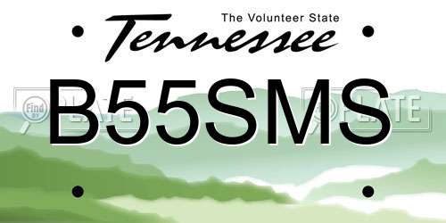 B55SMS Tennessee License Plate