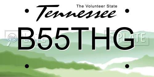 B55THG Tennessee License Plate