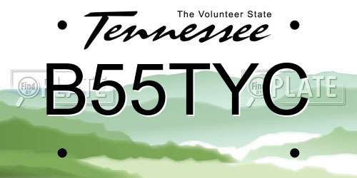B55TYC Tennessee License Plate