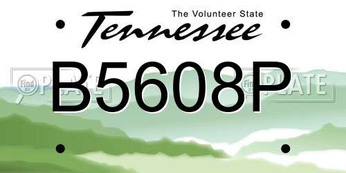 B5608P Tennessee License Plate