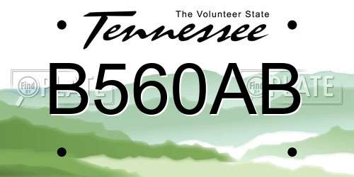 B560AB Tennessee License Plate