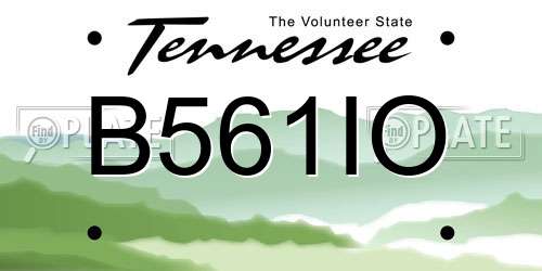 B561IO Tennessee License Plate