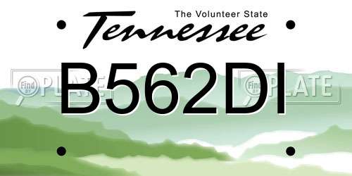 B562DI Tennessee License Plate