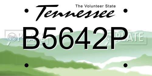 B5642P Tennessee License Plate