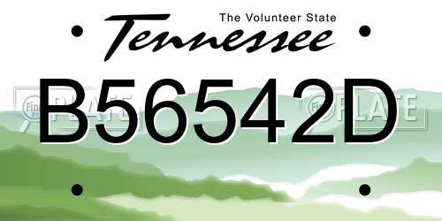 B56542D Tennessee License Plate