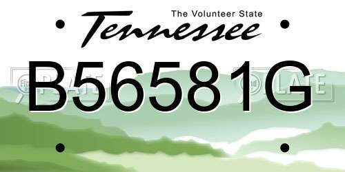 B56581G Tennessee License Plate