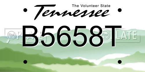 B5658T Tennessee License Plate