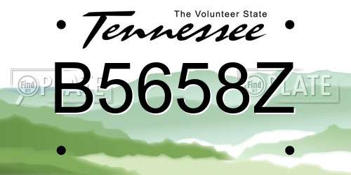 B5658Z Tennessee License Plate