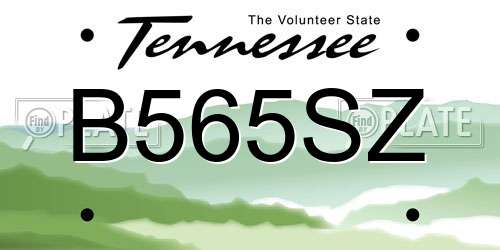 B565SZ Tennessee License Plate