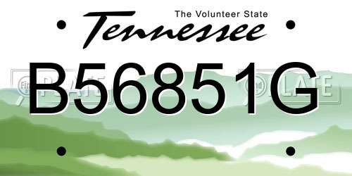 B56851G Tennessee License Plate