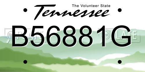 B56881G Tennessee License Plate