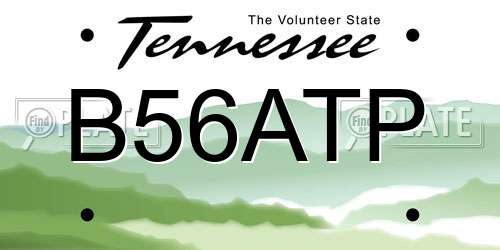 B56ATP Tennessee License Plate