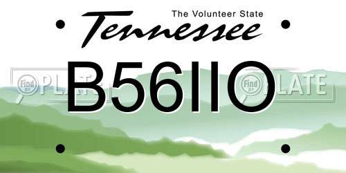 B56IIO Tennessee License Plate