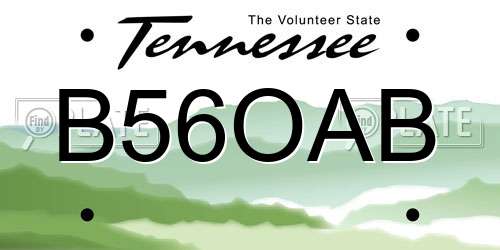 B56OAB Tennessee License Plate