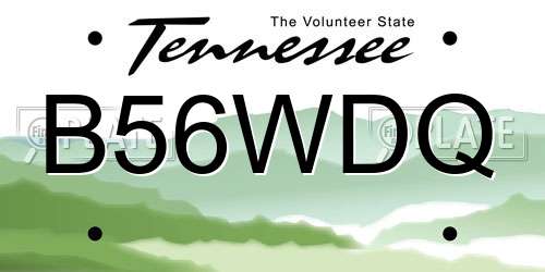 B56WDQ Tennessee License Plate