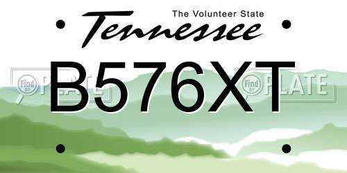 B576XT Tennessee License Plate