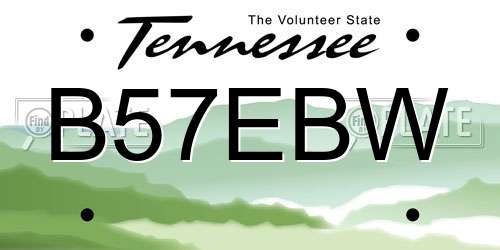 B57EBW Tennessee License Plate