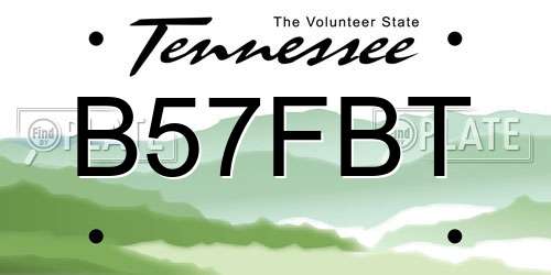 B57FBT Tennessee License Plate
