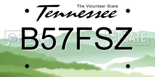 B57FSZ Tennessee License Plate