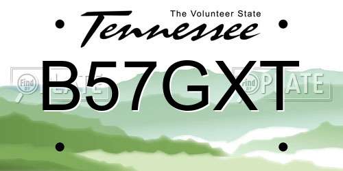 B57GXT Tennessee License Plate