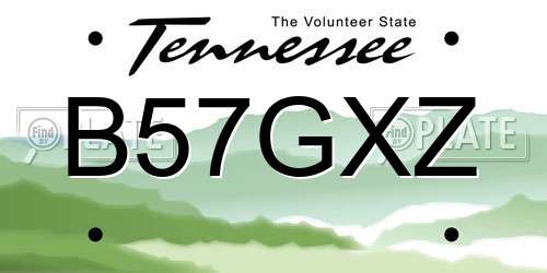 B57GXZ Tennessee License Plate