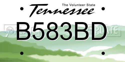 B583BD Tennessee License Plate