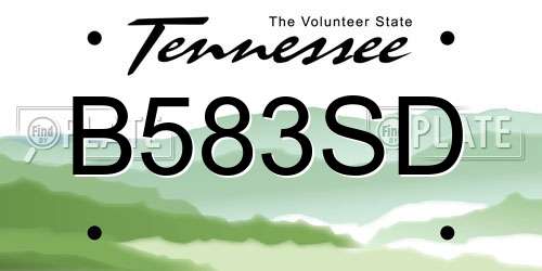 B583SD Tennessee License Plate