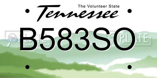 B583SO Tennessee License Plate
